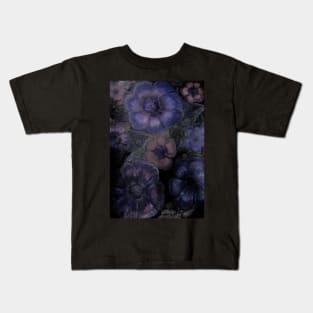 MIDNIGHT BLUE EXOTIC FLORAL BLOOM ART POSTER DECO PRINT TROPICAL VINTAGE DESIGN Kids T-Shirt